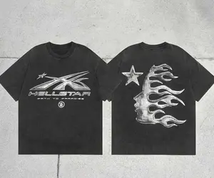 White Hell-star Breaking News Y2K Aesthetic T Shirt, Harajuku Tee, Goth Punk T-Shirt, Alternative Clothing, Y2k Graphic Shirt, Unisex Shirt, Cotton Shirt, Vintage Shirt, Crewneck Shirt, Streetwear, Oversized T-Shirt VR2