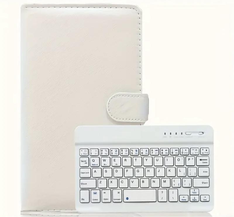 Compact Wireless Bluetooth Keyboard & Flip Case Cover with Stand for iOS Android Phones Black Faux Leather