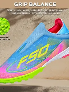 Durable TF Stud Soccer Shoes, Athletic Shoes, Outdoor Sports Cleats, Anti-Slip, High Grip, Ankle Protection, Rubber Sole, All-Season Football Boots