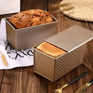 Non-Stick Toast Box Mold with Lid, Carbon Steel Wave Bread Baking Pan, Easy Release Loaf Pan for Homemade Toast & Sandwich Bread, Durable & Easy Clean Kitchen Baking Tool.Easter Day Gift