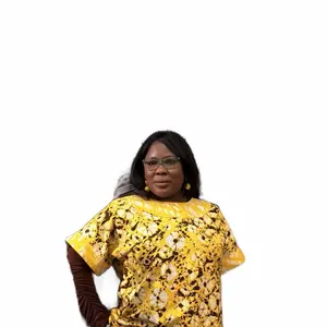 Arike Fully Stoned Ankara Blouse in Vibrant Yellow with Unique Floral Patterns and Stylish Fit