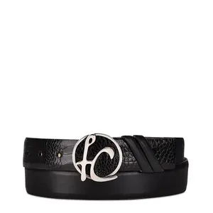 Cuadra Black Ostrich Leg Belt BC276