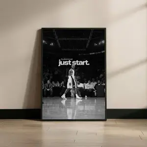 Kobe Bryant Wall Art, Lakers Poster Print, Motivational Basketball Decor, Black White Sports Print for Office Man Cave