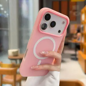 Colored frosted magnetic phone case for iPhone 17 Pro Max Air 16 pro max Anti drop lens protection Hard case phone protective case Airbag Shockproof Cover