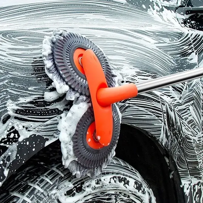 Double Head 360 Degree Rotating Car Wash Brush, Car Cleaning Brush, Car Detailing Brush, Car Wash Tool, Professional Car Cleaning Tool, Car Wash Accessories, Home Care Supplies, Car Detailing Tools, Car Washing Brush, Auto Detailing Supplies