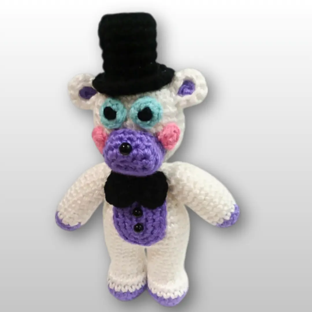 Handmade Crochet Helpy Bear Plush | FNAF Inspired Amigurumi | Cute Horror Game Collectible