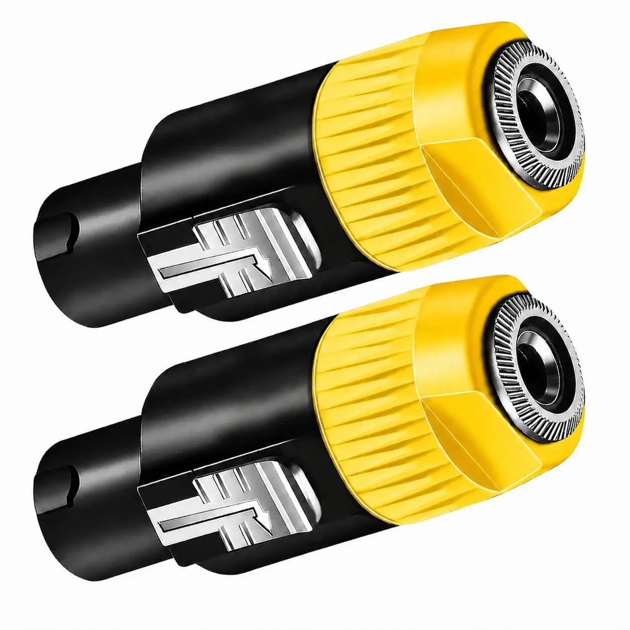 5 CORE Speakon 1/4" Female - Male Connectors Pair 4 Pole Locking SpeakON Cable Mount Connector Speak-On Connectors Speaker Amplifier (Yellow)