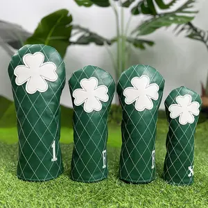 Grid Clover Pattern Golf Club Head Cover, 1/4pcs Dustproof and Durable Golf Club Head Cover, Golf Accessories for Men & Women