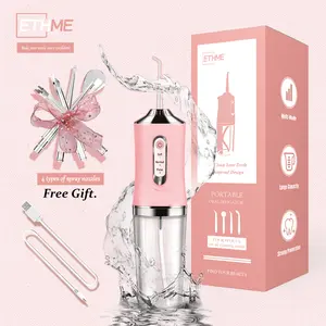 4 in 1 Rechargeable Replaceable Nozzle Pink Burst Toothbrush with Dental Water Flosser Portable Teeth Cleanser for Braces,Oral Irrigator Gift Upgraded Cordless Waterproof