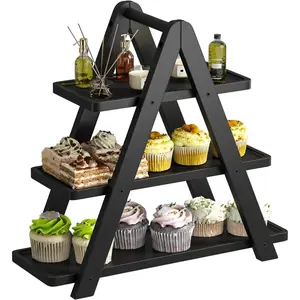 3 Tier Black Tiered Serving Tray Cupcake Stand Dessert Display Set Decorative Serving Platter for Party Food Farmhouse Decor