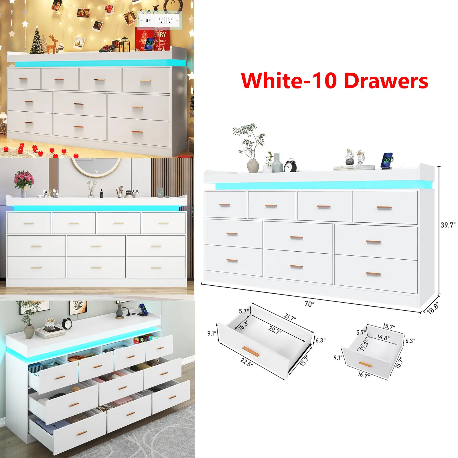White-10 Drawers