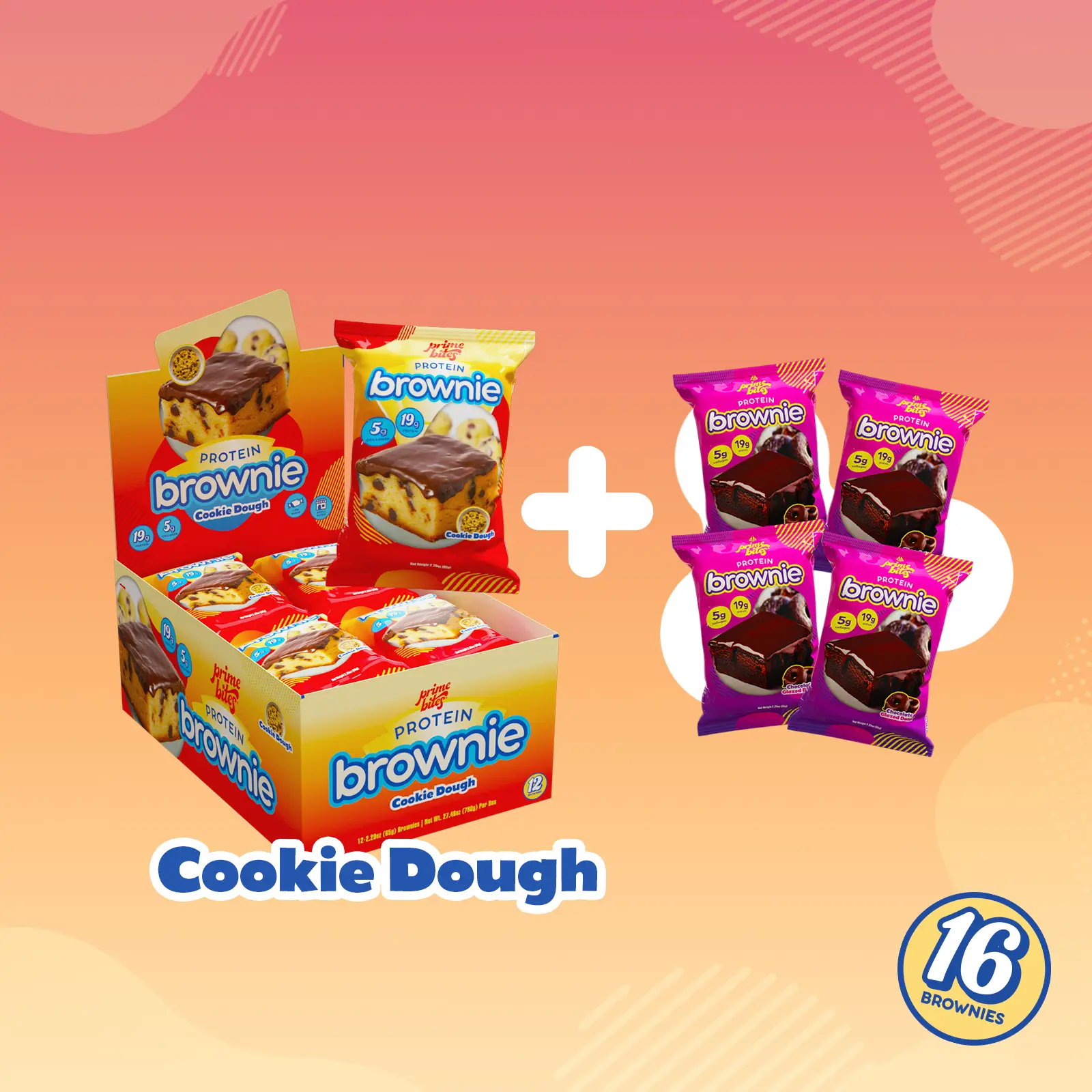 Cookie Dough Bites Prime Bites Protein Brownies - 12 Pack + 4 Free