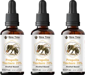 New Time Organic Bee Propolis Tincture 20% Alcohol-Based 70% 3 Pack × 60 mL Amber Glass Bottles Natural & Organic Immune & Wellness Support Dietary Supplement