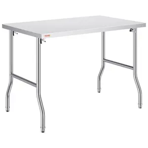 VEVOR Folding Commercial Prep Table, 48 x 30 Inch Commercial Worktable Workstation, Heavy-duty Stainless Steel Folding Table with 300 lbs Load, Kitchen Work Table, for Home Kitchen Restaurant Garage