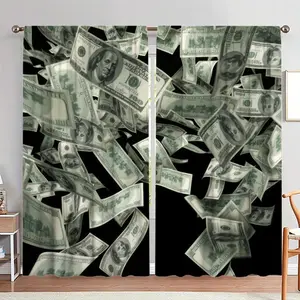 Money Pattern Door Curtain, 1 Set Money Print Door Curtain, Home Decor for Living Room Bedroom, Room Divider Curtain, Home Decor, Home Decoration Curtain
