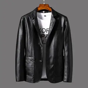 Leather jacket for men young men PU leather jacket suit collar business casual leather jacket men spring thin