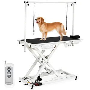 Heavy Duty Electric Dog Grooming Table - Height Adjustable Station for Large Dogs & Cats - Built-in Grooming Arm, Tool Organizer, Power Sockets