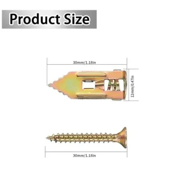 120pcs Count Drywall Self Drilling Anchors andScrews,Easy Application,No Drill or Holes inWall,Heavy-Duty Zinc-Plated Steel Anchors withSelf-Tapping Screws,Hollow Screws and Anchorsfor TV,Bicycle,Cabinet Fixing Accessories.