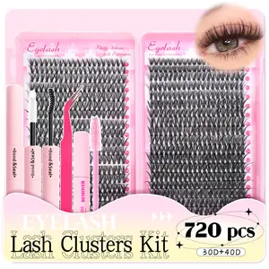 Lash Clusters, Wispy Lash Extension 30D 40D, D Curl Volume Individual Lashes 9-16mm, Cat Eye Round Eye Natural Look Waterproof Cluster Lashes for Summer, Makeup Back to School Makeup Tool, DIY Lash Extension with Bond & Seal, DIY Eyelash Extensions