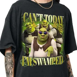Vibe Street Can't Today I'm Swamped Shirt, Shrek Funny Trending Shirt, Fiona and Shrek Tshirt, Funny Shrek Trending Tee Cotton Menswear