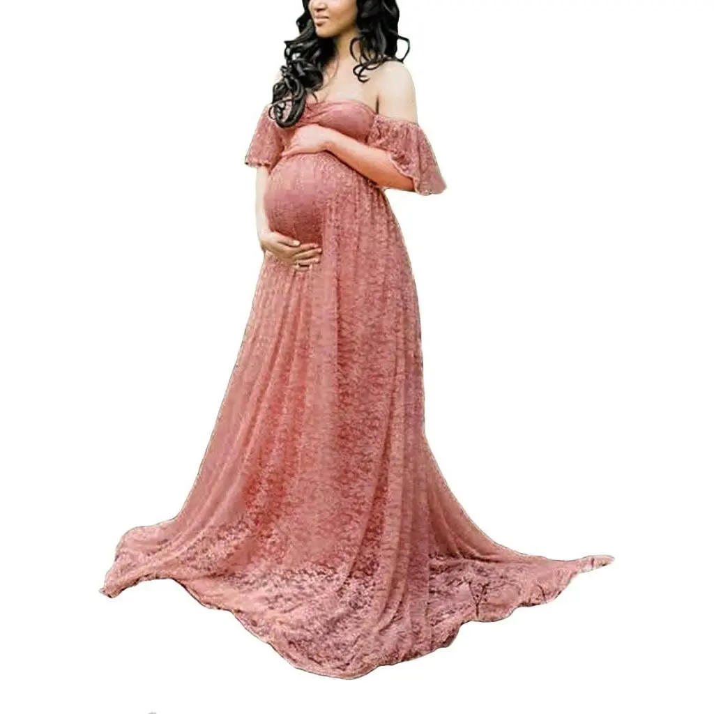 Maternity Photography Props Floral Lace Dress Fancy Pregnancy Gown for Baby  Shower Photo Shoot - TikTok Shop