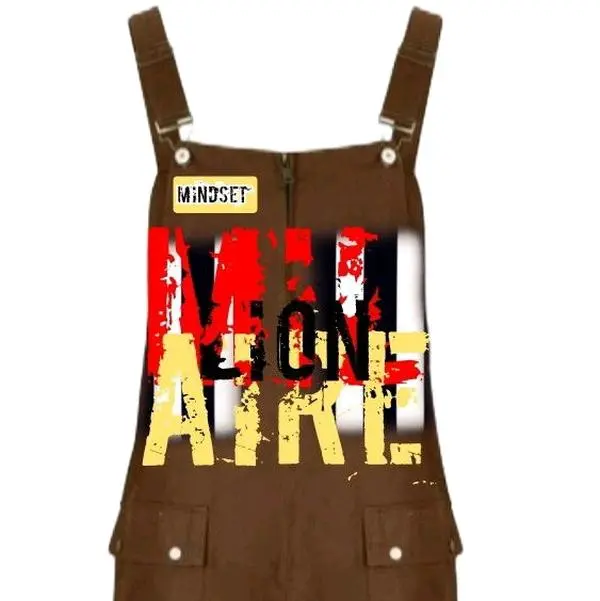 GRAFFITI BIB OVERALLS - Brown Color with Colorful Graffiti Design for Stylish Comfort Khaki Base Versatile Use