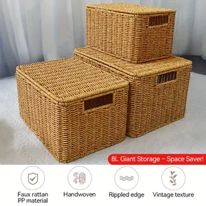 Classic Rectangular Plastic Storage Basket with Lid - Stylish and Durable for Clothes, Toys, and Snacks - Suitable for Bathroom, Bedroom, Kitchen, Home, and Dormitory Decoration, Laundry Basket