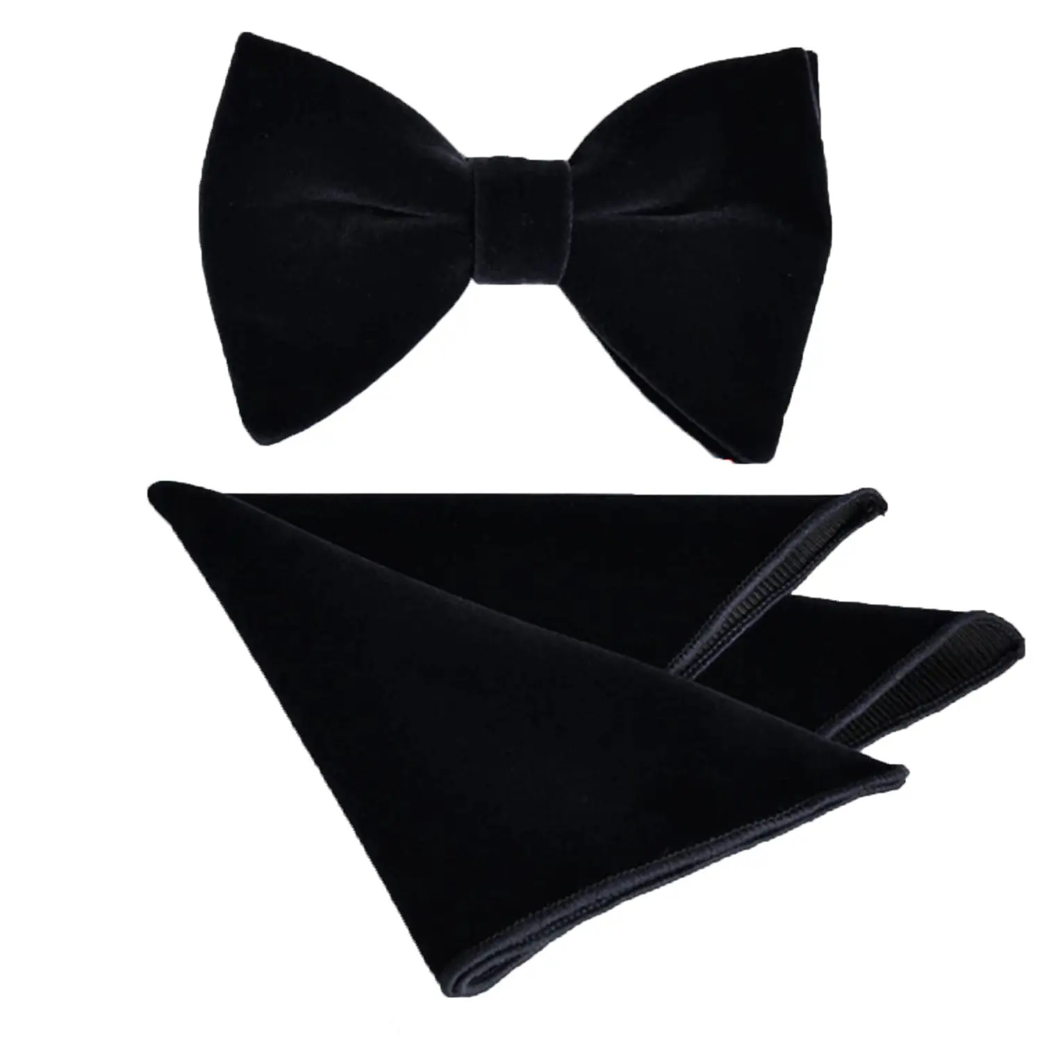 Classic Black Velvet Bow Tie Wedding Set