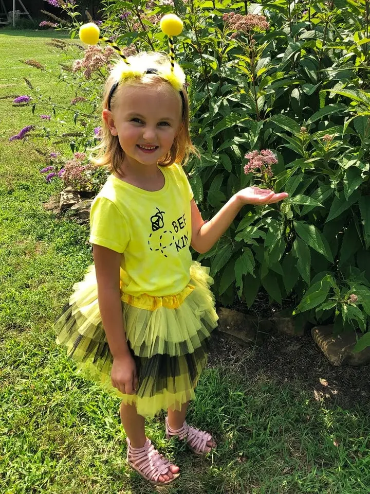Girls Bee Costume - Complete Bumblebee Kids Costume Set with Tutu & Antenna Headband