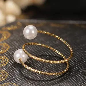 1pc Stainless Steel Pearl Hoop Multi-Layered Ring with Artificial Pearls, Women’s Daily Wear