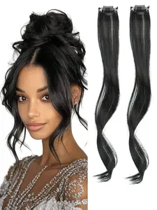 12 Inch Side Bang Clip In Fringe Front Hair Piece Side Bang 2Pcs Clip On Front Side Bang Natural Easy Clip In Fluffy Bangs Sideburns Wig Synthetic Hairpiece For Women Face Framing