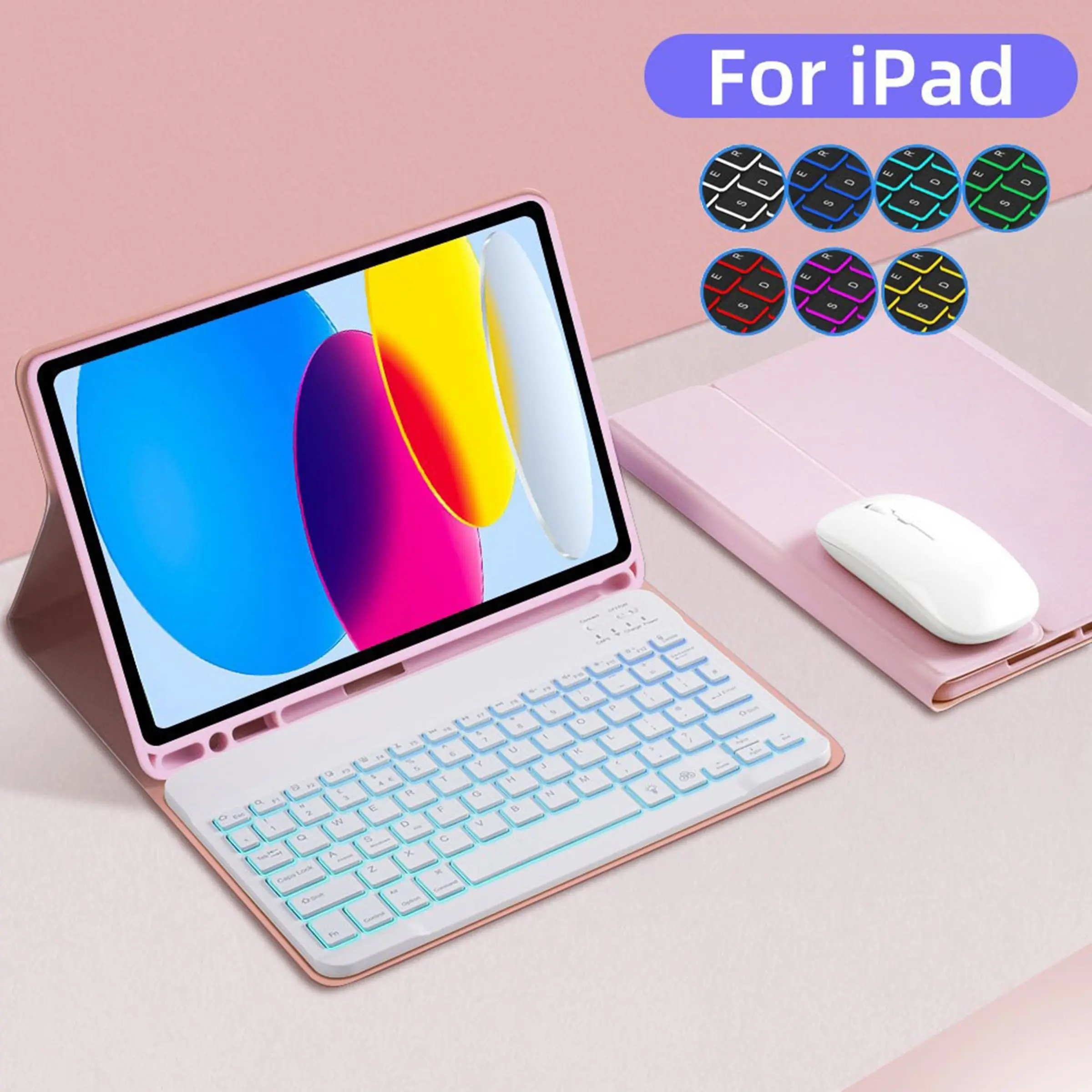 Tablet Case with Keyboard & Mouse, Wireless Keyboard & Mouse Set, Tablet Cover, Tablet Protective Cover, Protection for iPad, Smart Tablet Accessories, Tablet Accessories Compatible with iPad
