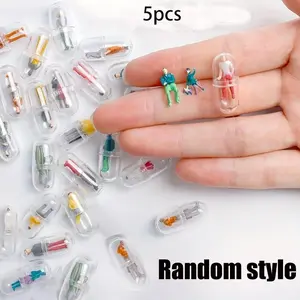 5 Pieces Creative Small Character Capsule Phonecase Accessories, Cute Mini Statues, Randomly Colored Minicapstone Statues, Decorations