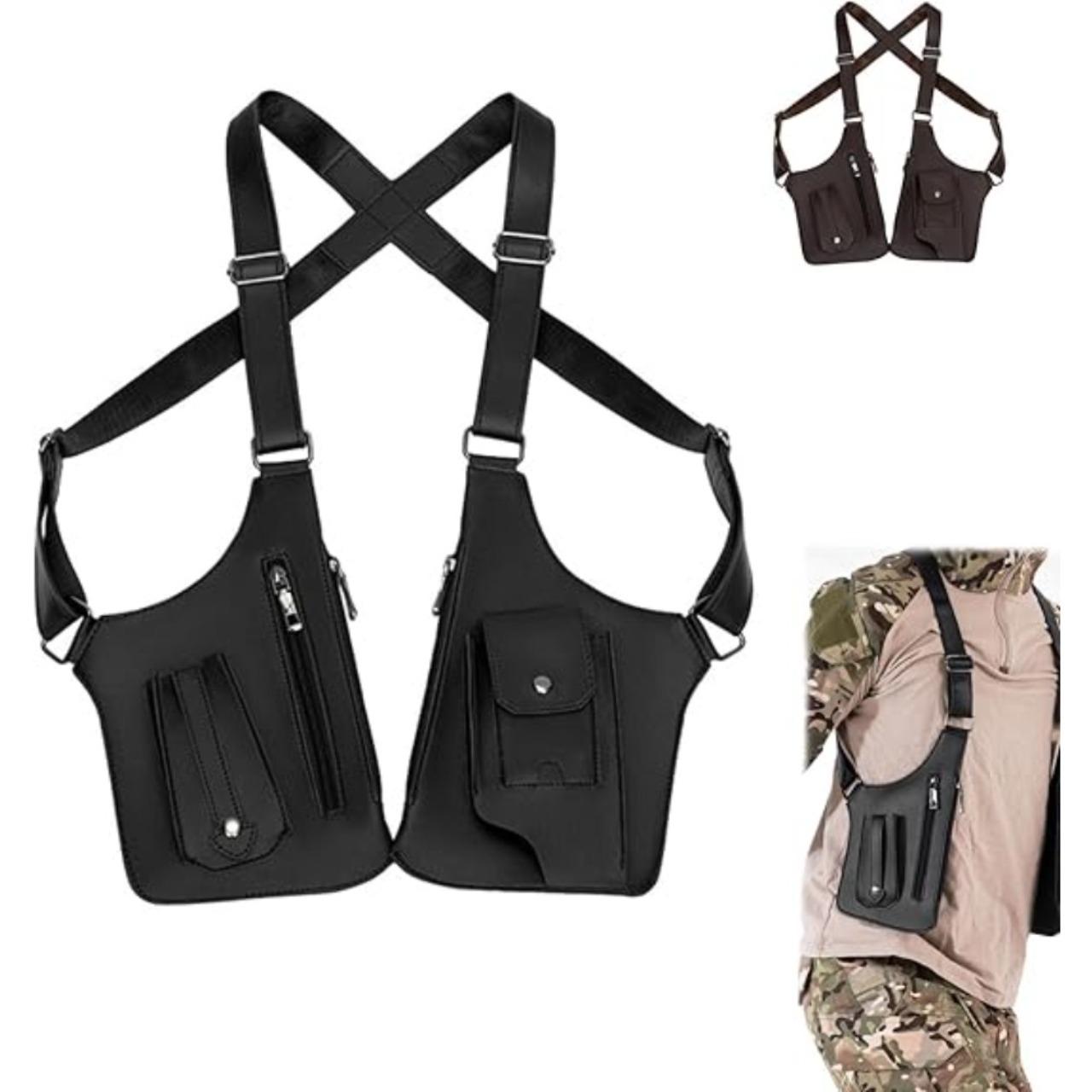 Retro men's and women's adjustable underarm multifunctional shoulder bag - anti-theft hidden storage for mobile phones and other hunting and outdoor equipment, high-quality synthetic leather (PU leather), Christmas, Father's Day gifts, holiday gifts