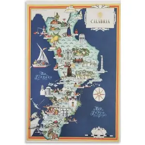 PITLYME Calabria Old Maps, Italy Maps, Vintage Maps Poster Canvas Wall Art Decoration Print Picture Living Room Bedroom Kitchen Decoration 08x12inch(20x30cm)