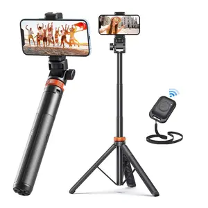 61" Adjustable Phone Tripod & Selfie Stick with Wireless Remote, Stable Travel Stand for iPhone & Android Smartphones