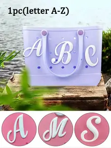 1pc white letters decorative for beach bag, decorative charm insert bag accessories, beach bag accessories, for women's rubber beach handbag EVA bag, personalized handbag 3D letters, DIY your bag(LetterA-Z)
