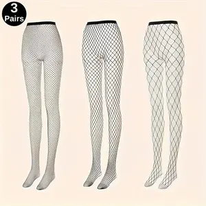 3 PCS Black Fishnet Stockings for Women, Fish Nets Women Tights, Fishnet Tights Ladies