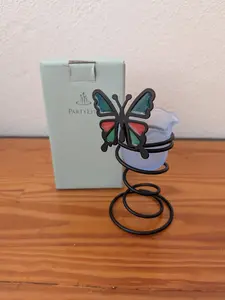 Butterfly Tealight Holder from Partylite - 2000s Candle Holder (Metal, Glass Tealight Holder, Whimsical, Black, Frosted, Multicolor)