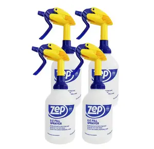 ZEP 32 oz. E-Z Fill Spray Bottle, Commercial Grade High Output Sprayer, Wide Mouth for Easy Mixing, Adjustable Nozzle from Mist to 30 ft Stream, Durable for Professional and Home Use, Includes ID Labels and Graduated Scale.