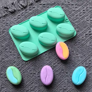 6-cavity Coffee Bean Shaped Silicone Mold, 1 Count Creative Chocolate Cream Cake Mold, Baking Mold for DIY Mousse Cake, Silicone Freezer Molds