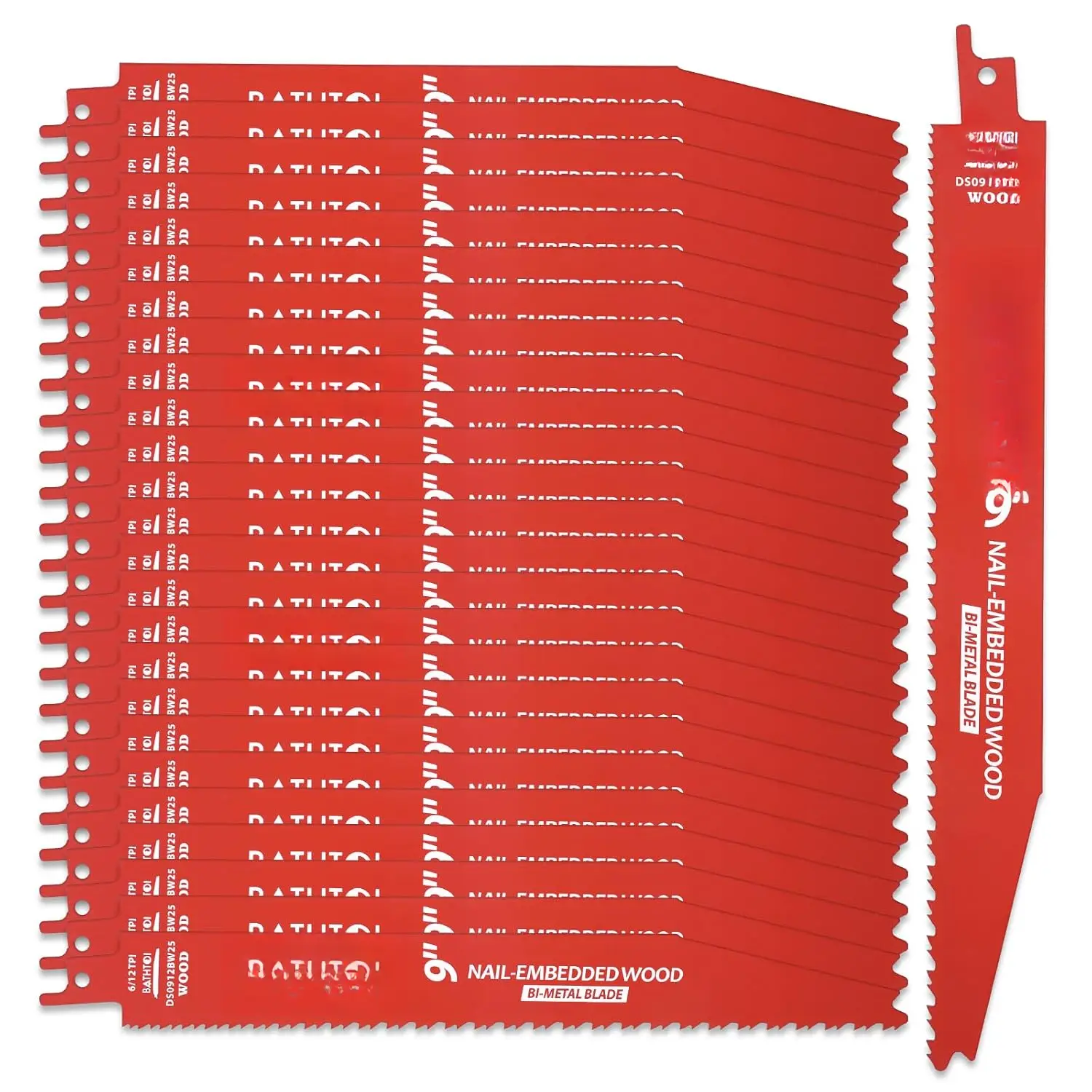 25 Pack 9 Inch 6/12 Tpi Reciprocating   for  and -Embedded  , Bi-Metal Sawzall  with 8% Cobalt for Longer Life and Faster  Speed