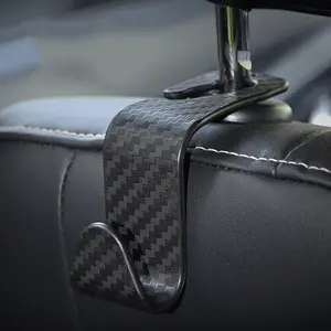 4 Piece Carbon Fiber Car Headrest Hooks, Rear Seat Storage Rack, Car Backseat Organizer, Ideal for Handbags, Wallets, Clothes & Coats Hanging Storage