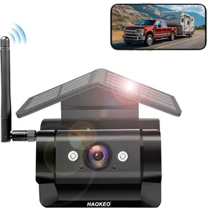 HAOKEO HA7 1080P WiFi Magnetic Solar Backup Camera with 10,000mAh Rechargeable Battery, Waterproof Wireless Truck Accessory for Easy Installation, Hitching & Reverse Use on Trucks, RVs