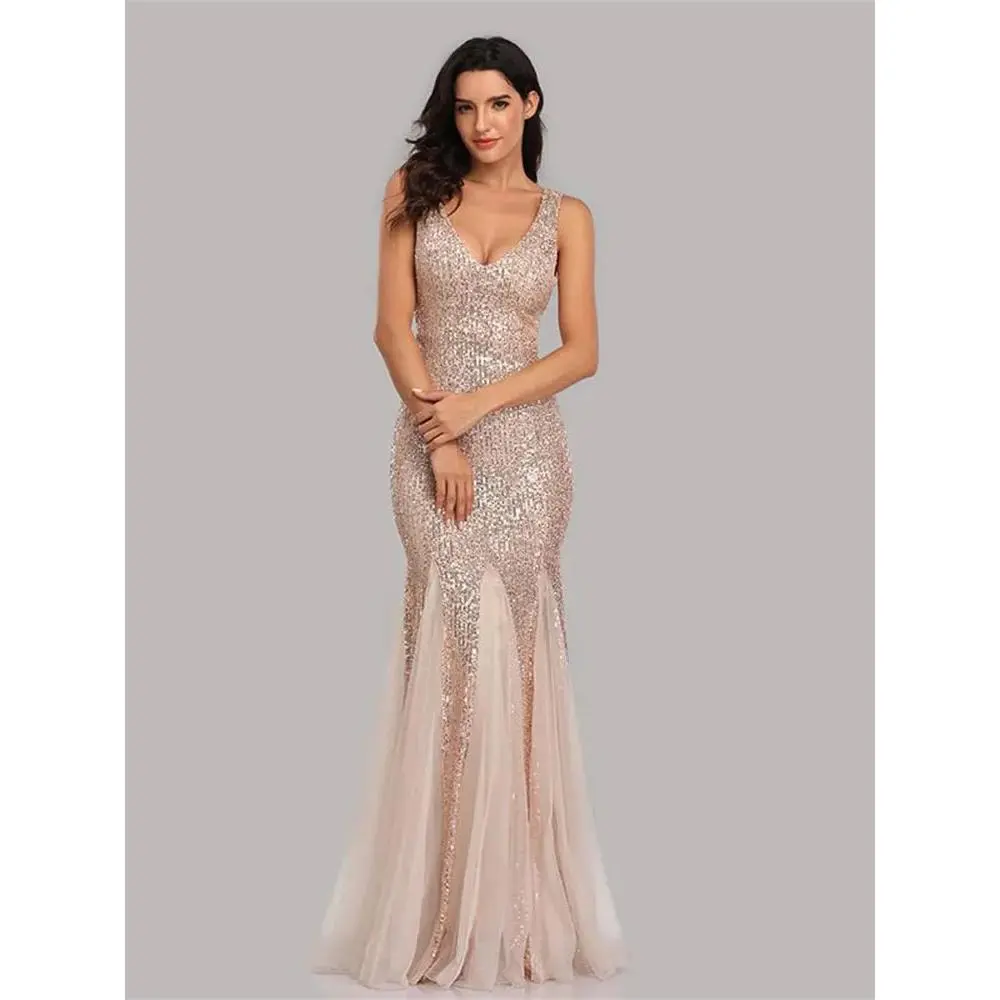 Formal Sleeveless Mermaid Dress With Long Shawl Evening Party Gowns