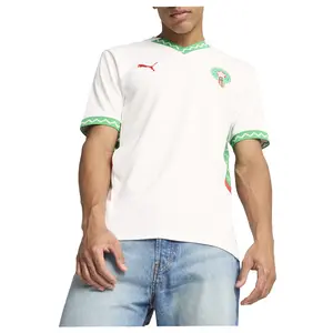 PUMA Mens Morocco Away V-Neck Short Sleeve Replica Jersey Casual - White