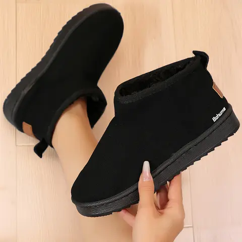 Women's Platform Ankle Snow Boots Outdoor Indoor Suede Classic Fleece Lining Water-Resistant Anti-Slip Outsole Boots for Winter Footwear & Walking Shoes Springfresh