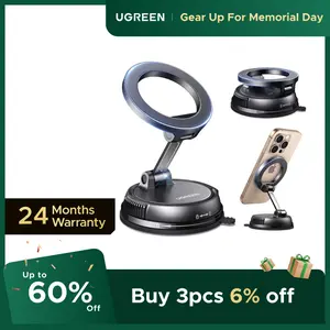 UGREEN Vacuum Magnetic Car Phone Holder,Car Phone Mount, 360° Adjustable for MagSafe Car Holder Foldable Suction Phone Mount for Car, for Garmin GPS/Mirror/Smooth Surface, for iPhone 17 16 Pro Max 15, and Android,tiktokshopmemorialday
