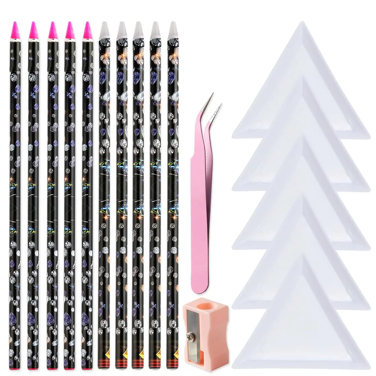 Wax Pencil for Rhinestones With Tray 10 count Long  Rhinestones Picker Pencil  Art  Jewel Picker Tool Wax Pencils for  Painting with Pencil Sharpener
