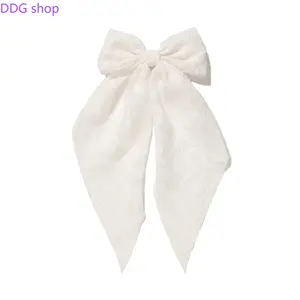 Cute Embroidered Long Ribbon Hair Clip, Lace Bow Duckbill Hair Accessory for Girls’ Half-Up Hairstyles, Sweet Ethereal Sports & Outdoor Headband Accessory, Hair Clips